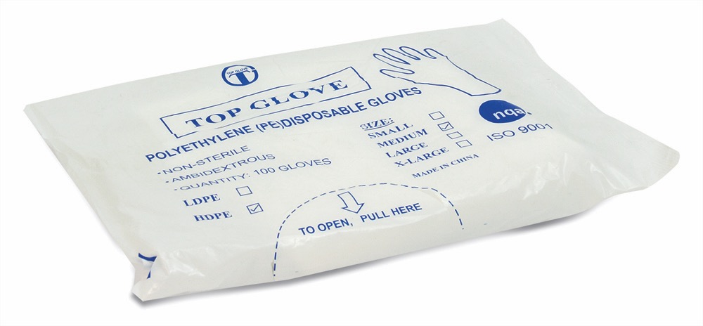 Polythene Gloves, Medium, Pack of 100