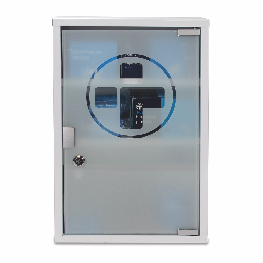 BS8599-1:2019 Medium Workplace Catering Plus Kit in Large Metal/Glass Cabinet