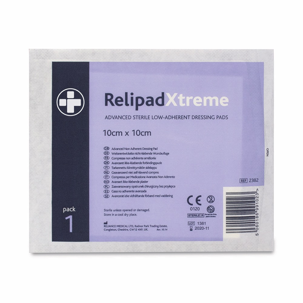 Relipad Xtreme Low-Adherent Dressing Pads, Sterile, 10cm x 10cm, 1 x  Box of 50