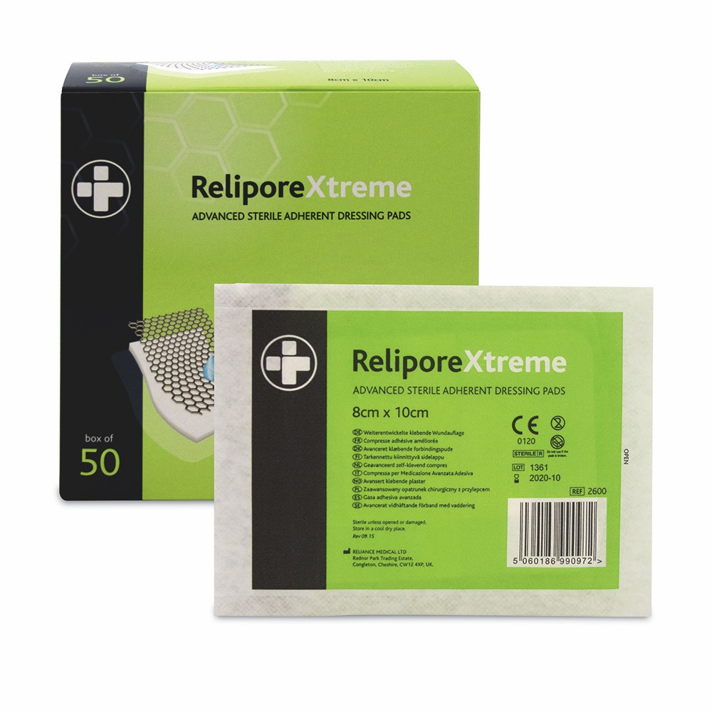 Relipore Xtreme Adhesive Dressing Pads, Sterile , 8cm x 10cm , 1 x  Box of 50