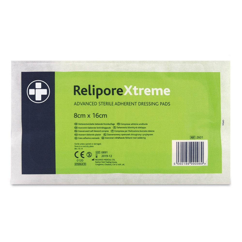 Relipore Xtreme Adhesive Dressing Pads, Sterile , 8cm x 16cm, 1 x  Box of 50