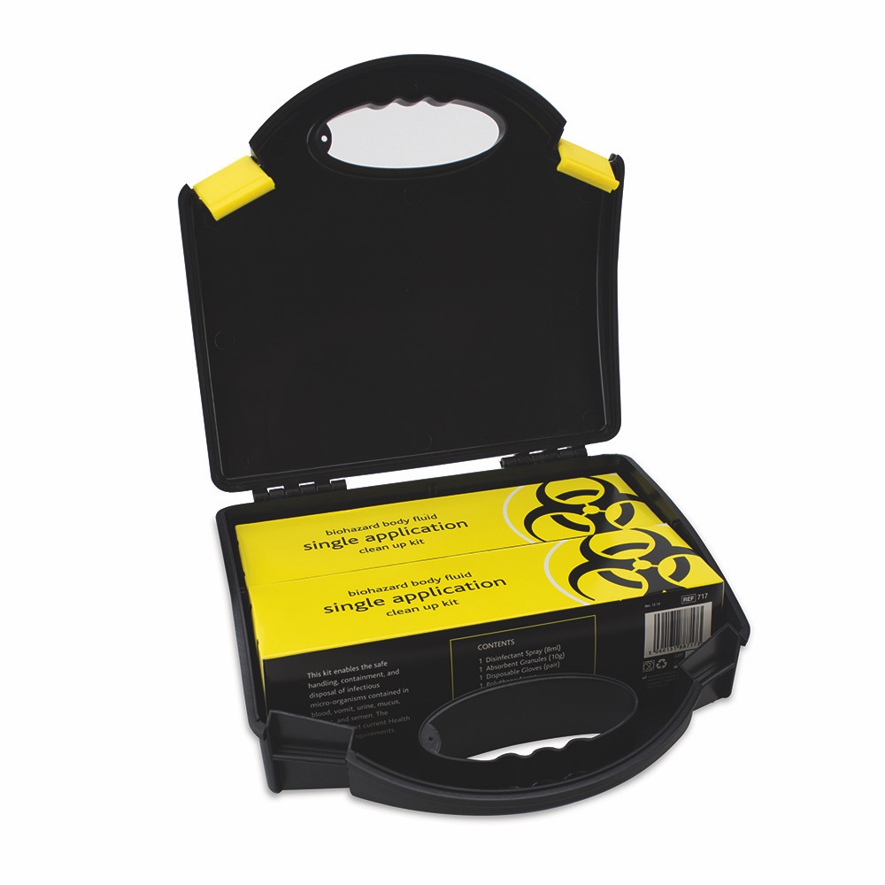 2 Application Body Fluid Clean-up Kit in Small Black/Yellow Integral Aura Box