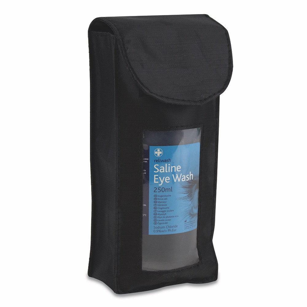 Eye Wash Belt Pouch - Empty, Black Vinyl Pouch, for 250ml Bottle, 1 x  Single Unit