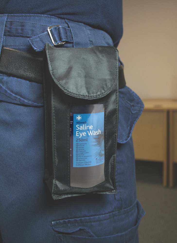 Eye Wash Belt Pouch - Empty, Black Vinyl Pouch, for 250ml Bottle, 1 x  Single Unit