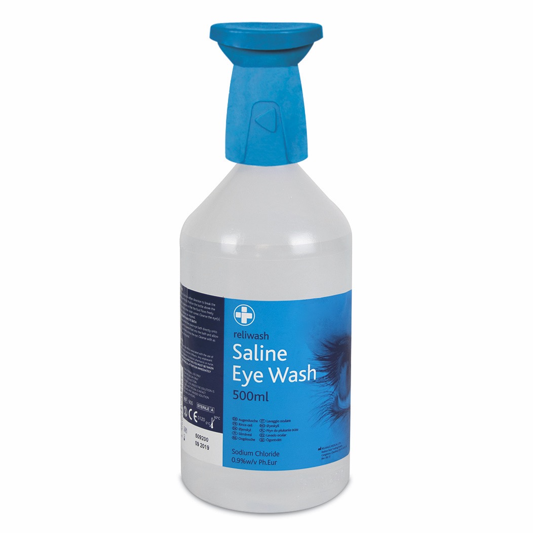 Reliwash 500ml Bottle with Eye Cap, Sterile, 500ml Bottle, 10 x  Box of 10