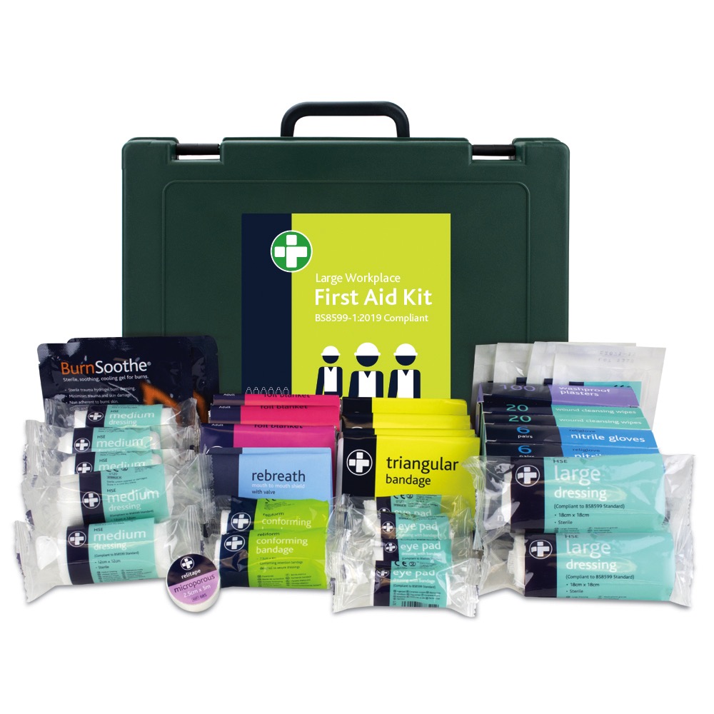 BS8599-1:2019 Large Workplace Kit in Green Cambridge Box - inc bracket