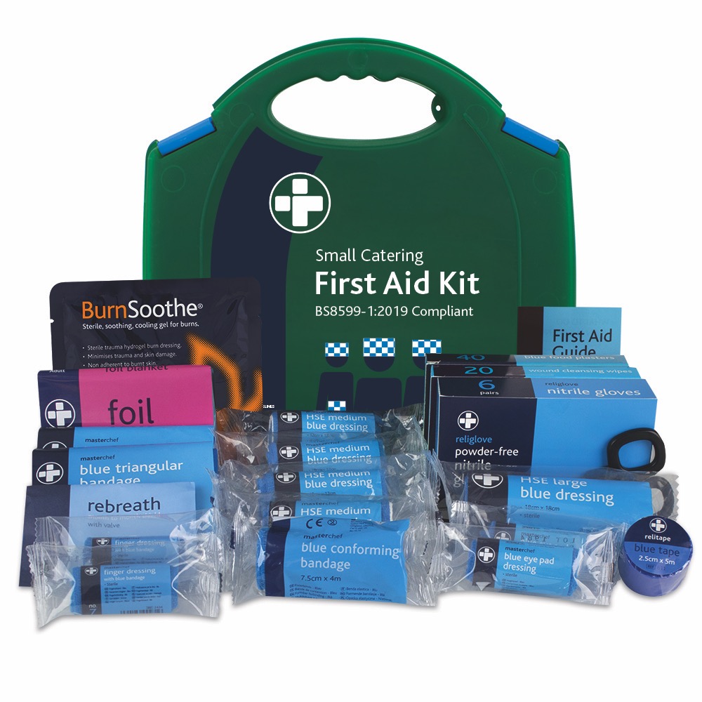 BS8599-1:2019 Small Catering Kit in Green/Blue Integral Aura Box