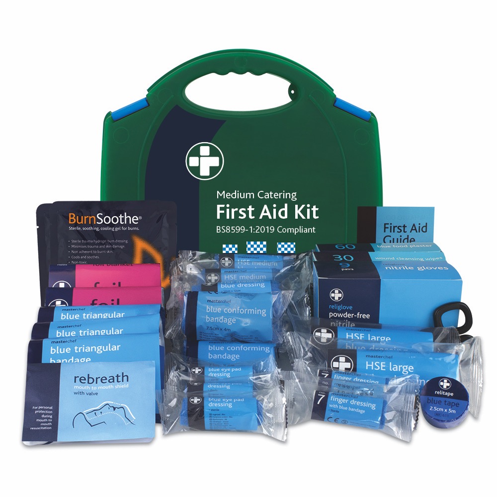 BS8599-1:2019 Medium Catering Kit in Green/Blue Integral Aura Box