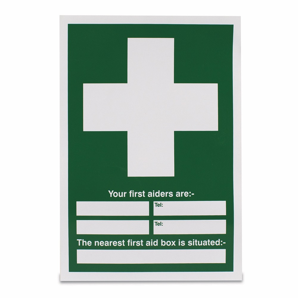 Your first aiders are & nearest first aid box, Vinyl, 297 x 210mm, 1 x  Single Unit