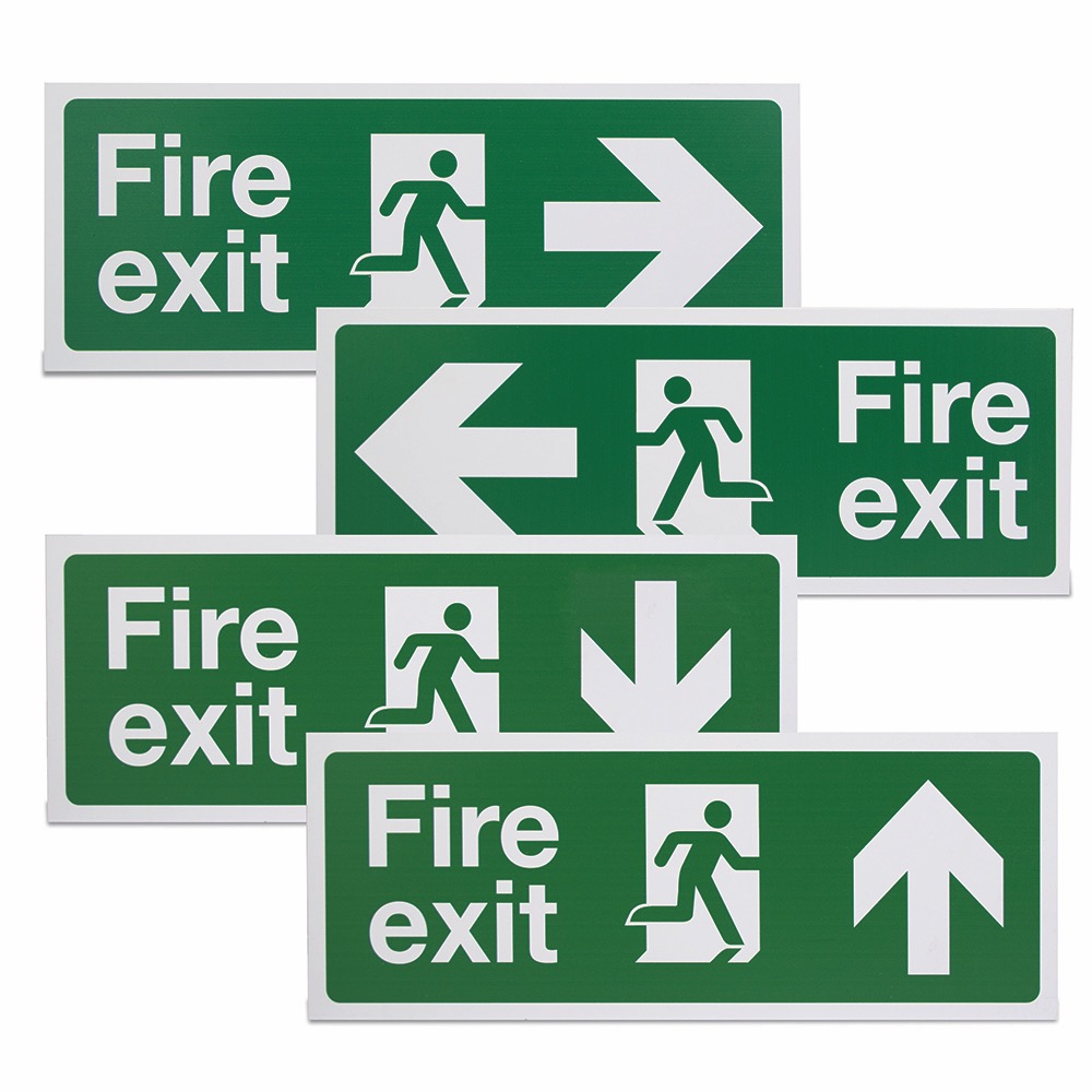 Fire exit - (man running, arrow up)  , Rigid, 150 x 450mm, 1 x  Single Unit