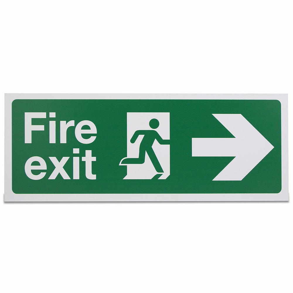 Fire exit - (man running, arrow right)  , Vinyl, 150 x 450mm, 1 x  Single Unit