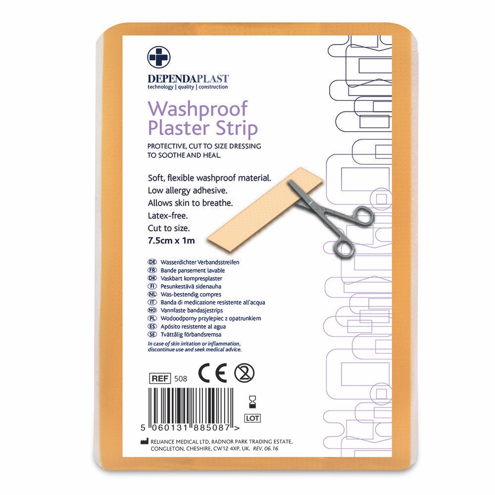 Dependaplast Washproof Dressing Strip, Non-sterile, 7.5cm x 1m, 10 x  Single Unit