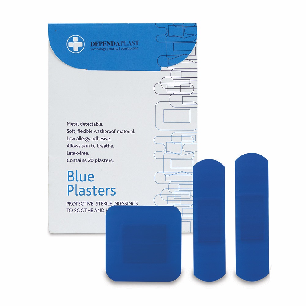 Dependaplast Blue Plasters, Sterile, Assorted, 50 Wallet of 20