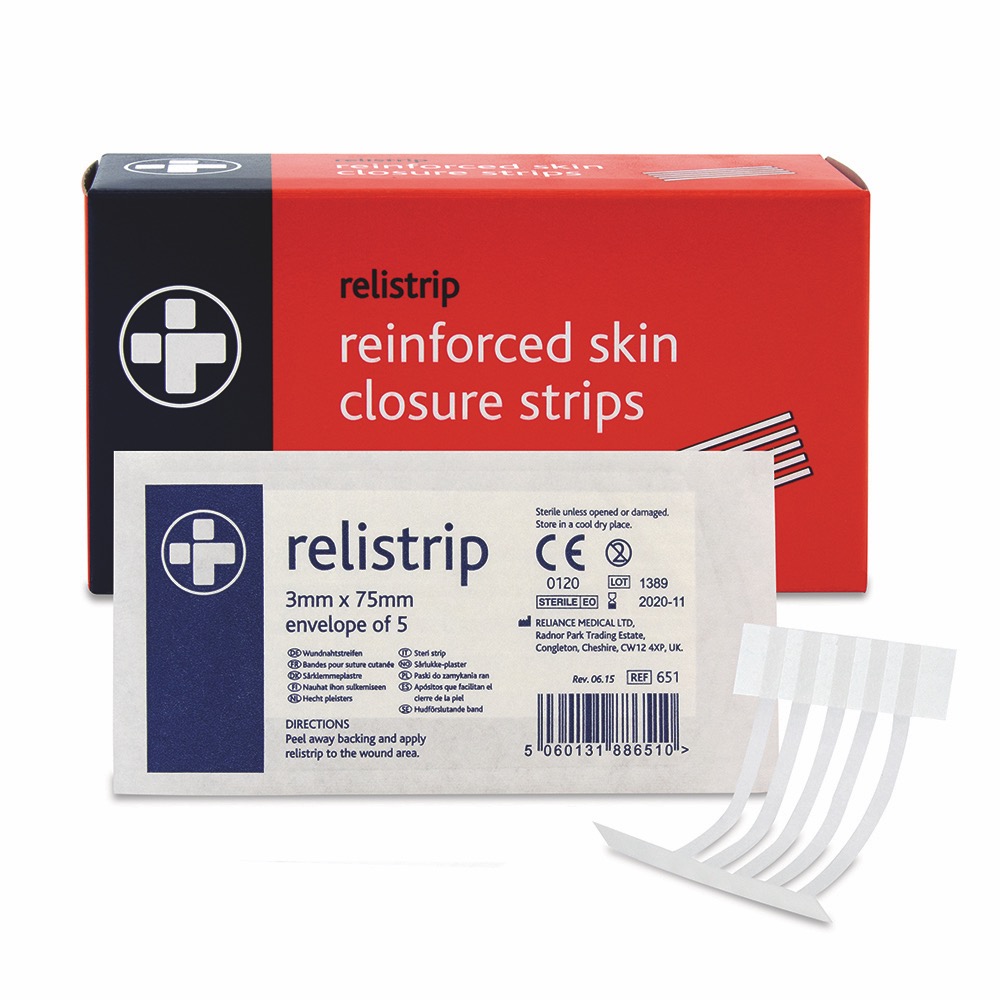 Relistrip Skin Closure Strips , White, 3mm x 75mm x 5 , 1 x  Box 50