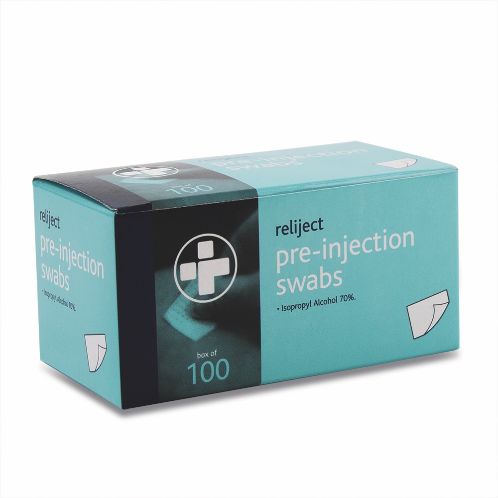Reliject Pre-injection Wipes, Box of 100, 1 x  Box of 100