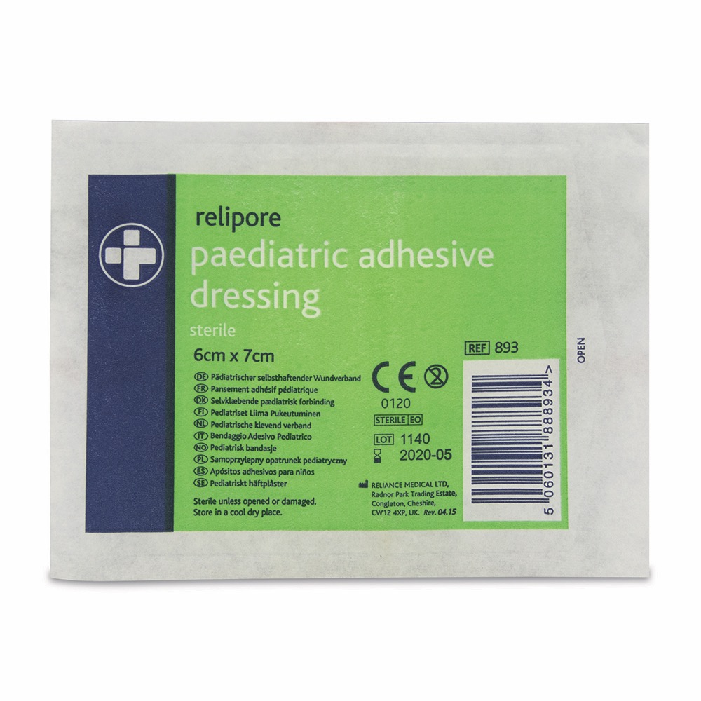 Relipore 'Ouch' Paediatric Adhesive Dressing Pads, Sterile , 6cm x 7cm, 1 x  Box of 25