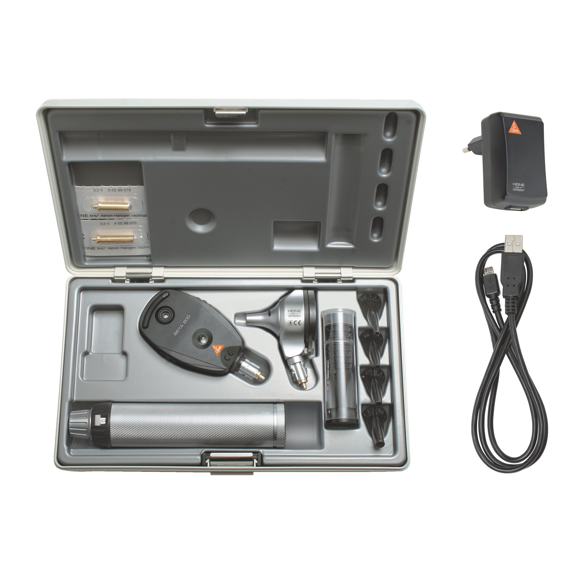 HEINE BETA 200 F.O Diagnostic Set with BETA4 USB Rechageable Handle