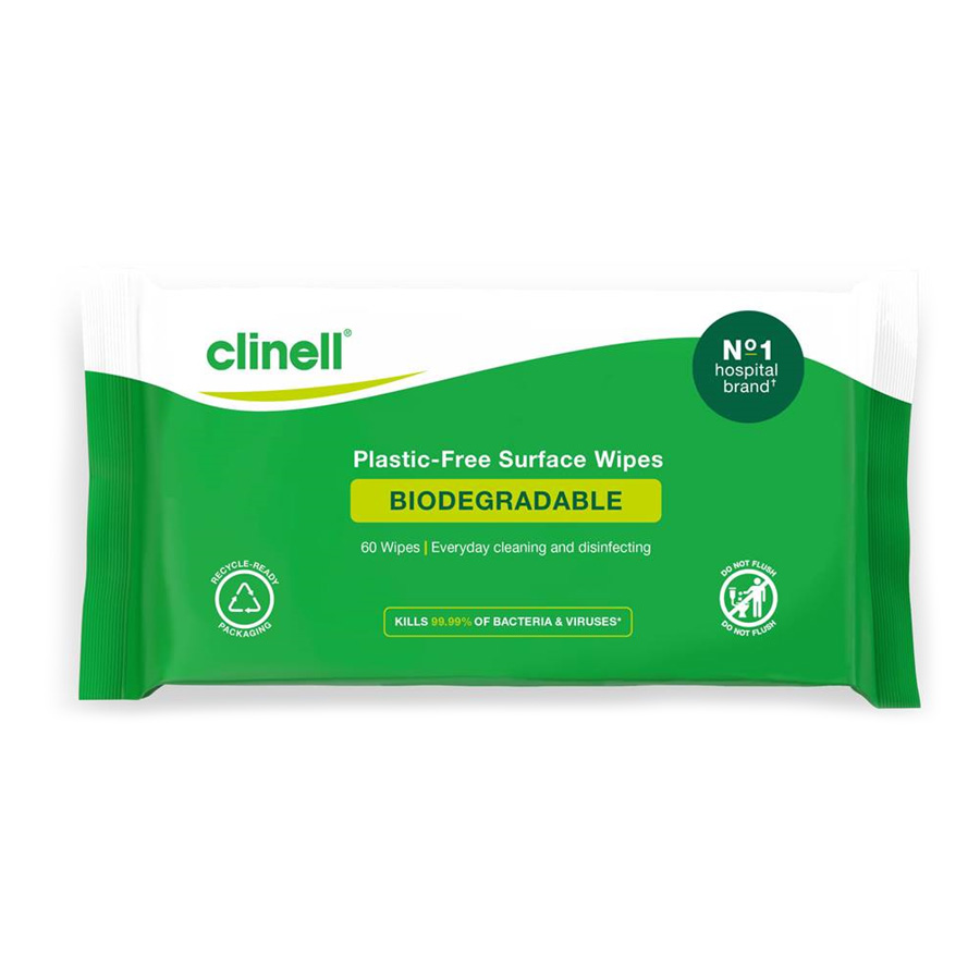 Clinell Universal biodegradable plastic free wipes Pack of 60