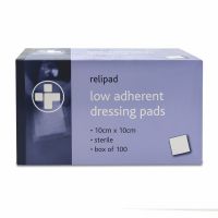 Relipad Low-Adherent Dressing Pads, Sterile, 10cm x 10cm, 1 x  Box of 100
