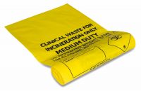 Yellow "Clinical Waste For Incineration" Waste Bag, Large 42cm x 66cm (Pack of 100)