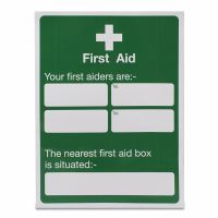 Your first aiders are - located  , Vinyl, 400 x 300mm, 1 x  Single Unit