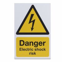 Danger Electric Shock Risk, Vinyl, 297 x 210mm, 1 x  Single Unit