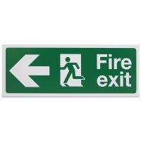 Fire exit - (man running, arrow left)  , Rigid, 150 x 450mm, 1 x  Single Unit