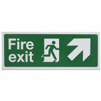 Fire exit - (man running, arrow up right)  , Rigid, 150 x 450mm, 1 x  Single Unit