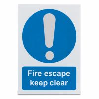 Fire escape keep clear!  , Rigid, 420 x 297mm, 1 x  Single Unit