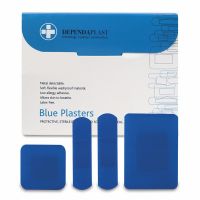 Dependaplast Blue Plasters, Sterile, Assorted, 10 x  Box of 100