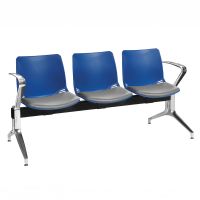 Sunflower Neptune Visitor 3 Seat Module - 3 Moulded Seats ﻿with Vinyl Upholstered Seat Pads