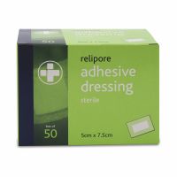 Relipore Adhesive Dressing Pads, Sterile , 5cm x 7.5cm, 1 x  Box of 50