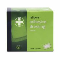Relipore Adhesive Dressing Pads, Sterile , 7.5cm x 7.5cm , 1 x  Box of 50