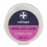 Relitape Zinc Oxide Tape , White , 2.5cm x 5m, 12 Single Unit