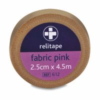 Relitape Fabric Elastic Tape , Pink , 2.5cm x 4.5m, 12 Single Unit