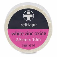 Relitape Zinc Oxide Tape , White , 2.5cm x 10m (1 Roll)