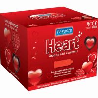 Pasante red condoms in heart shaped foils (box of 144)