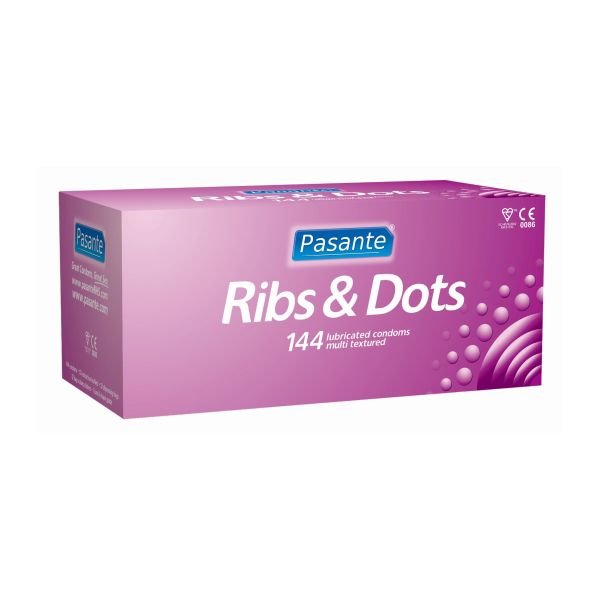 Pasante ribs & dots condoms, clinic pack (box of 144)