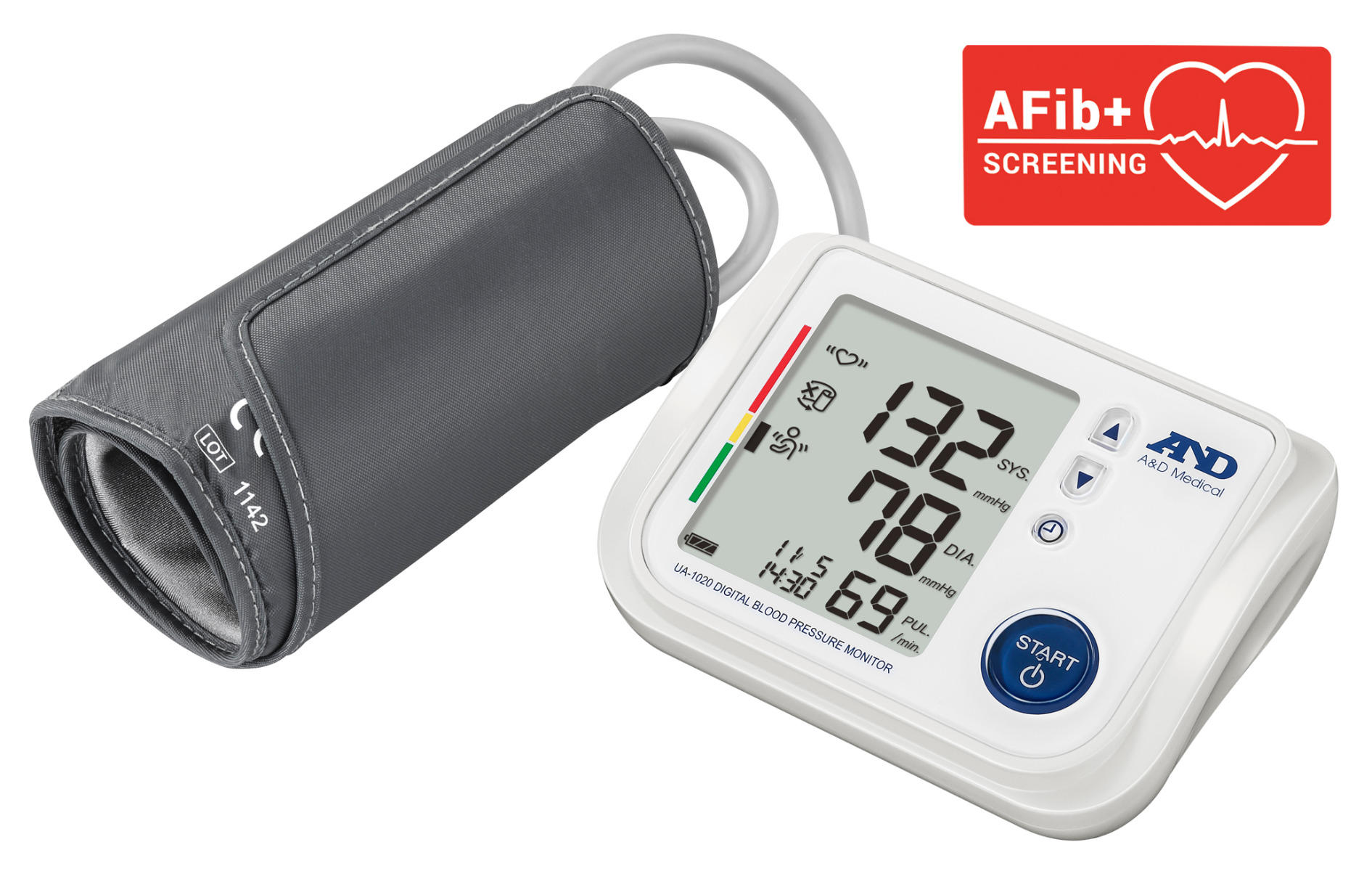 A&D Medical UA-1020 Upper Arm Blood Pressure Monitor with Atrial Fibrillation Screening